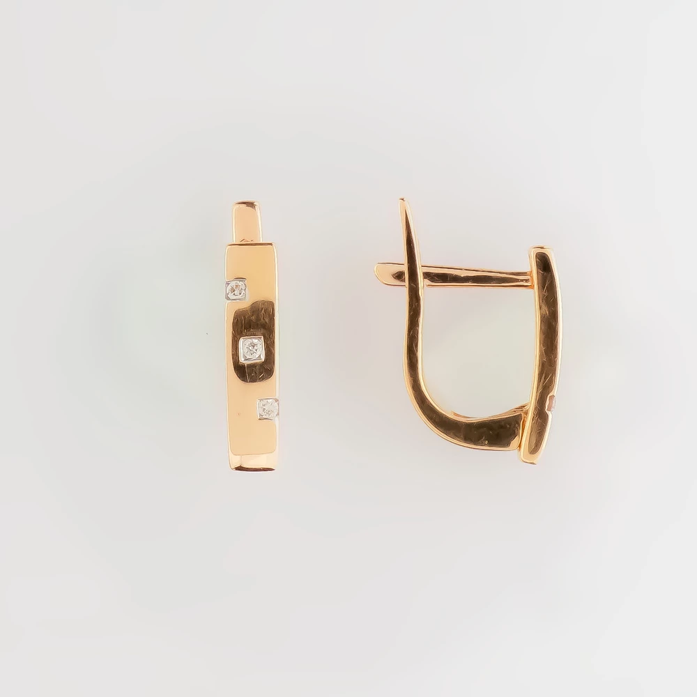 Серьги с бриллиантом из красного золота 585 пробы