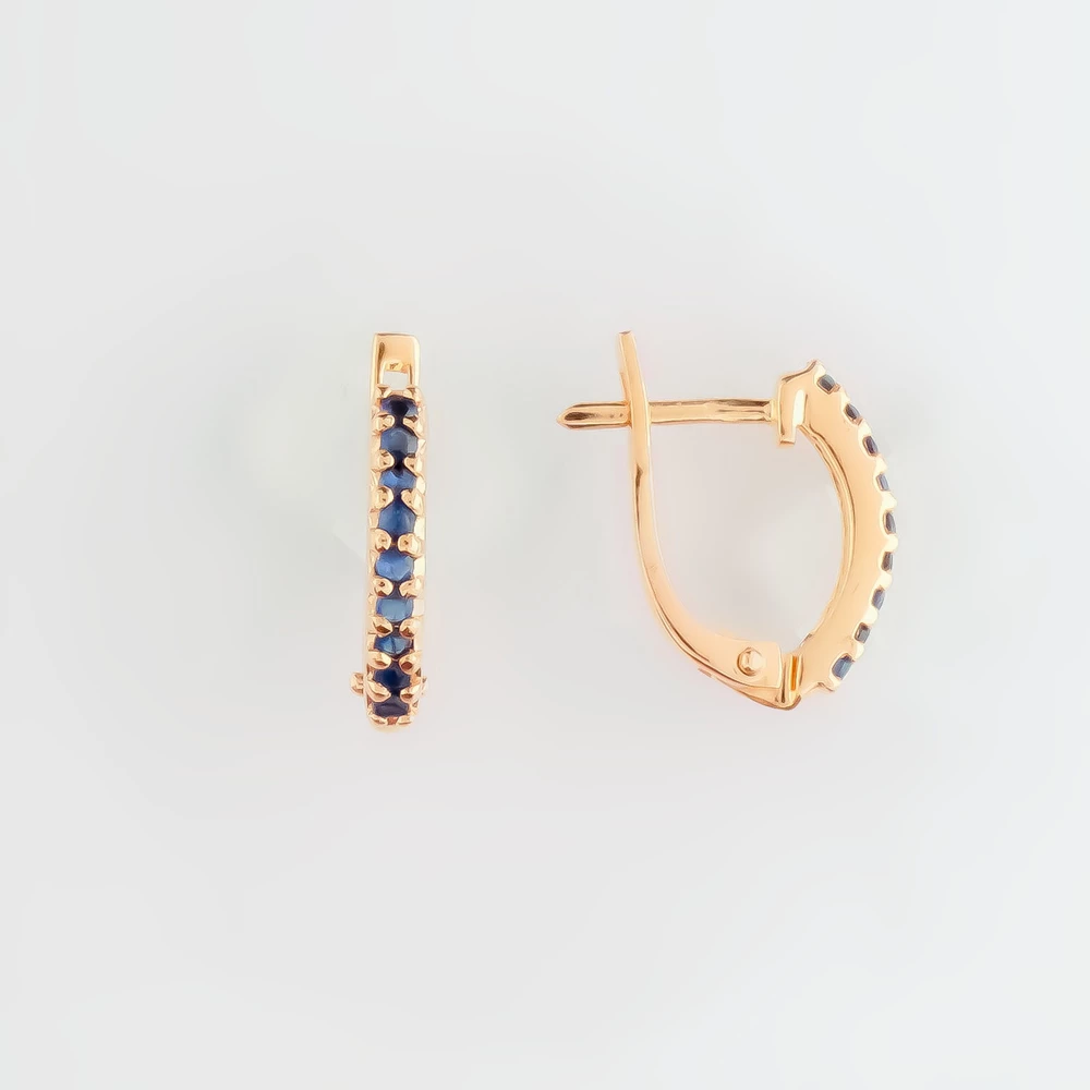 Серьги с сапфиром из красного золота 585 пробы