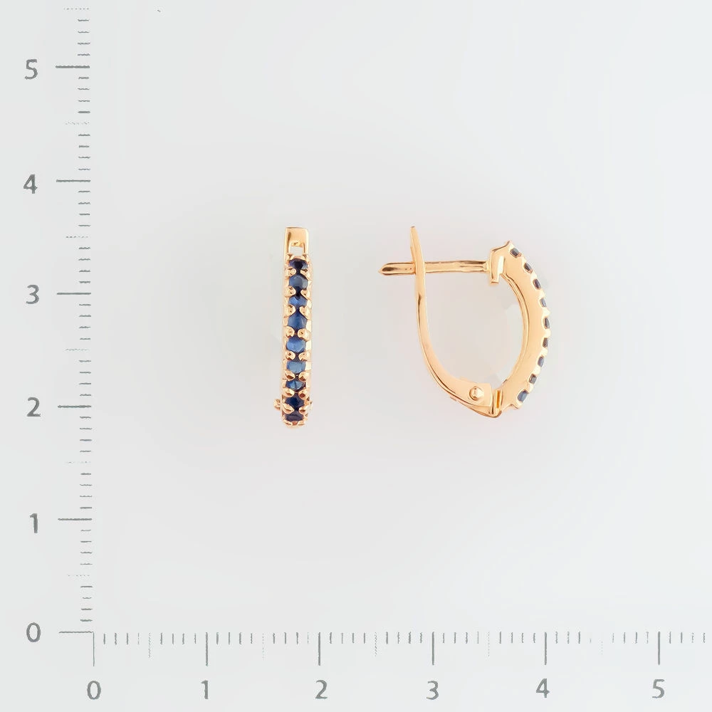 Серьги с сапфиром из красного золота 585 пробы