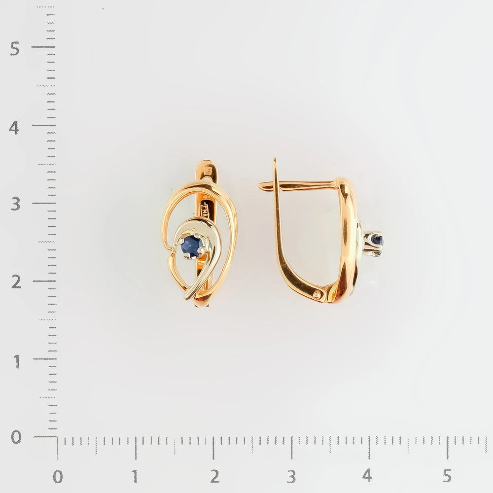 Серьги с сапфиром из красного золота 585 пробы