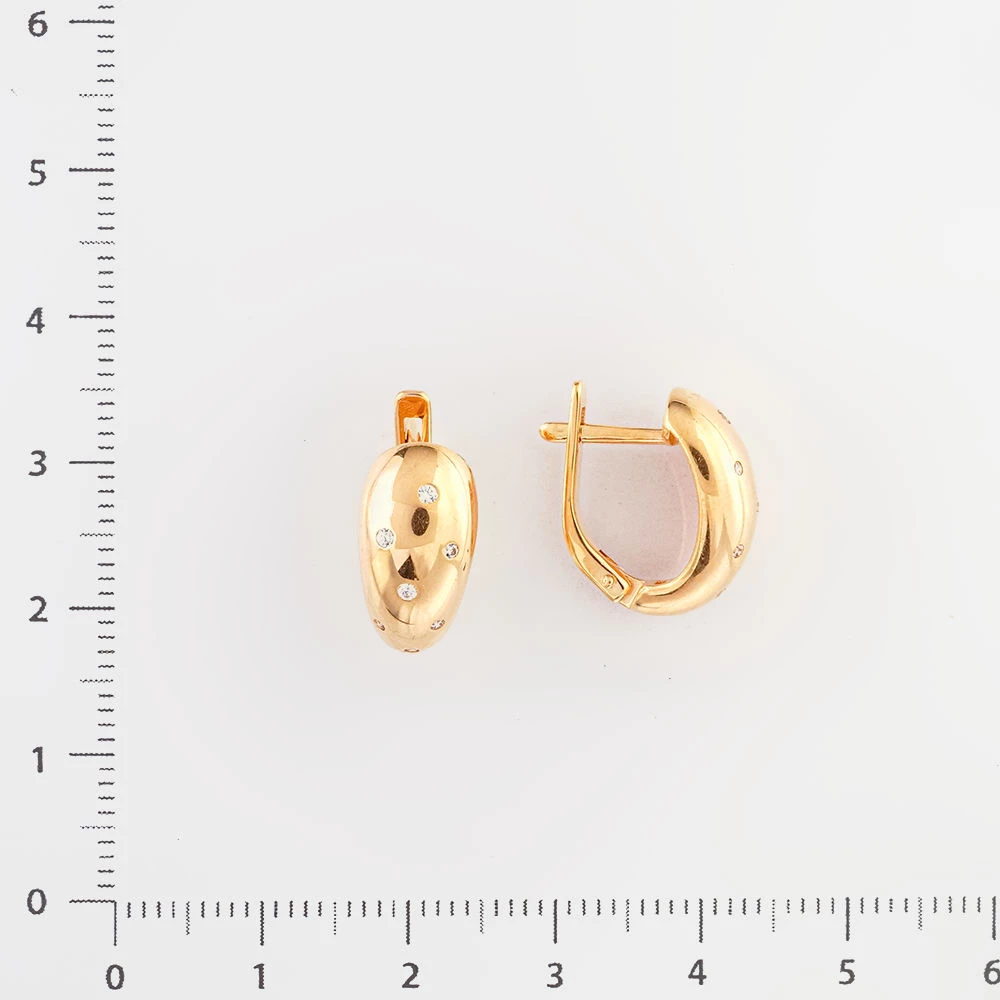 Серьги с фианитом из красного золота 585 пробы