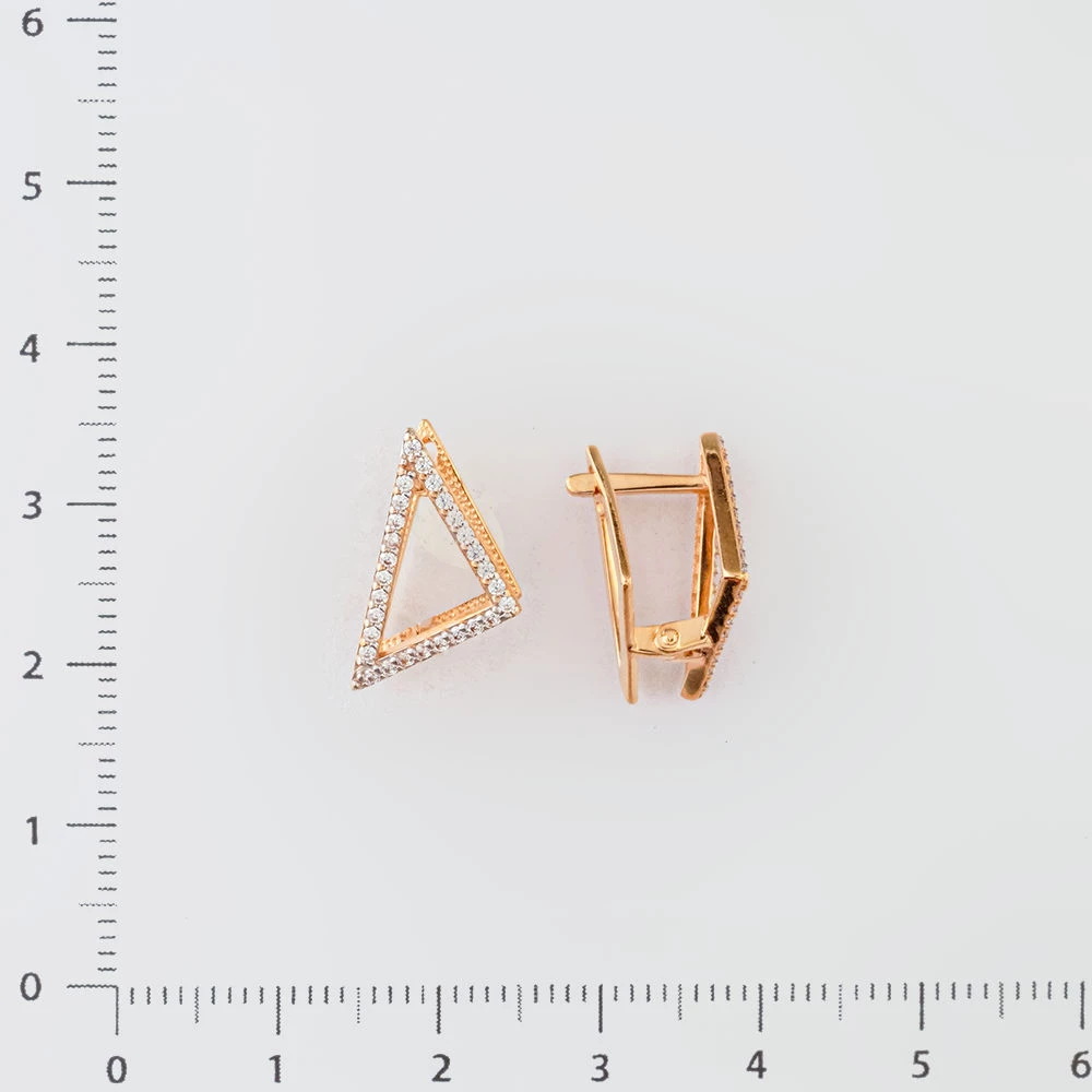 Серьги с фианитом из красного золота 585 пробы