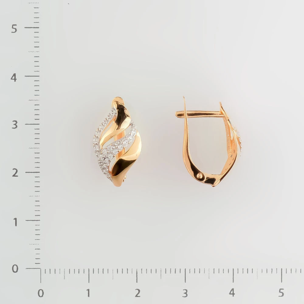 Серьги с фианитом из красного золота 585 пробы