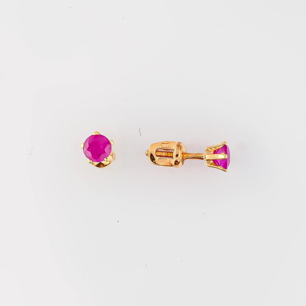 Серьги с рубином из красного золота 585 пробы