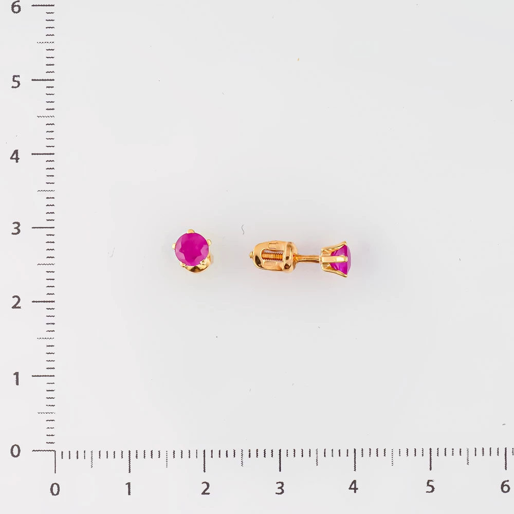 Серьги с рубином из красного золота 585 пробы