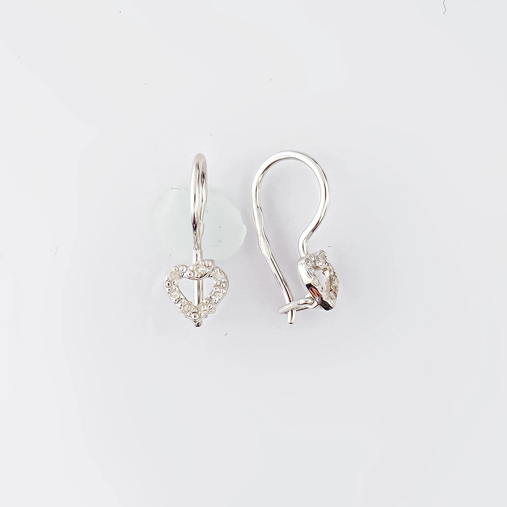 Серьги с бриллиантом из белого золота 585 пробы