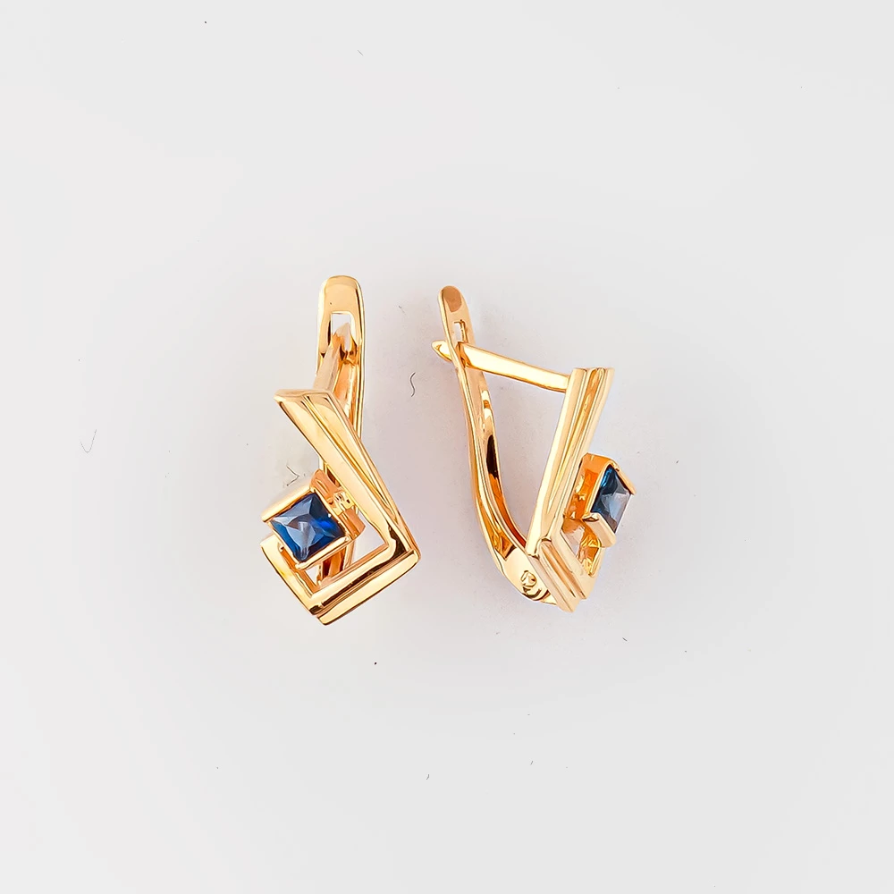 Серьги с сапфиром из красного золота 585 пробы