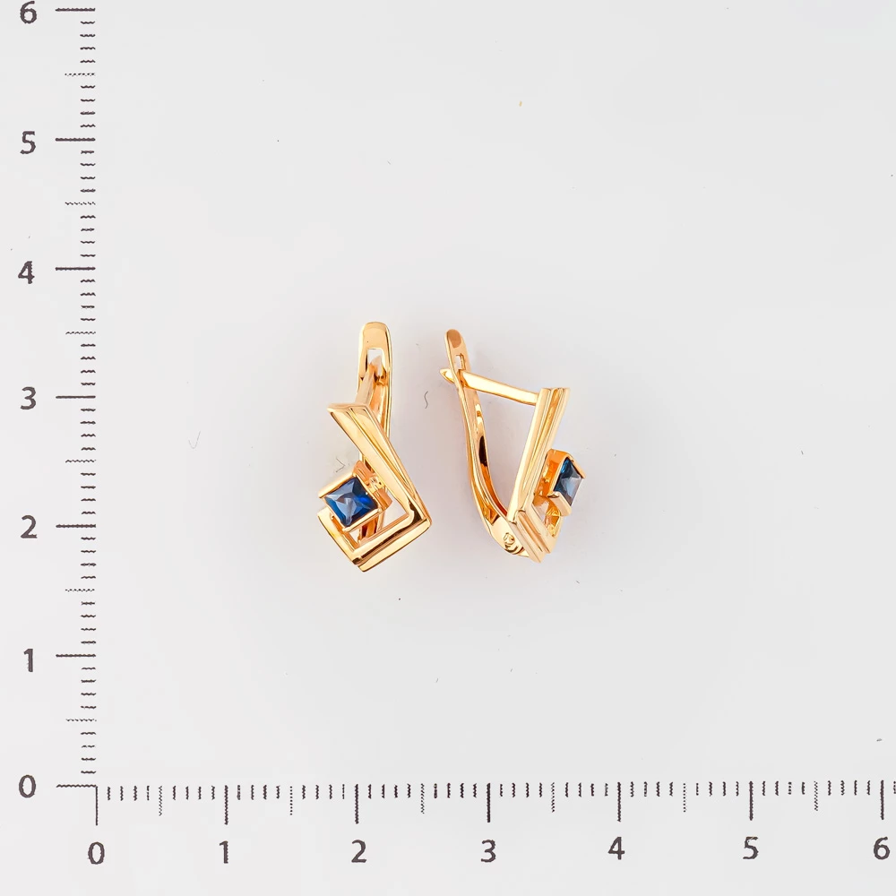 Серьги с сапфиром из красного золота 585 пробы