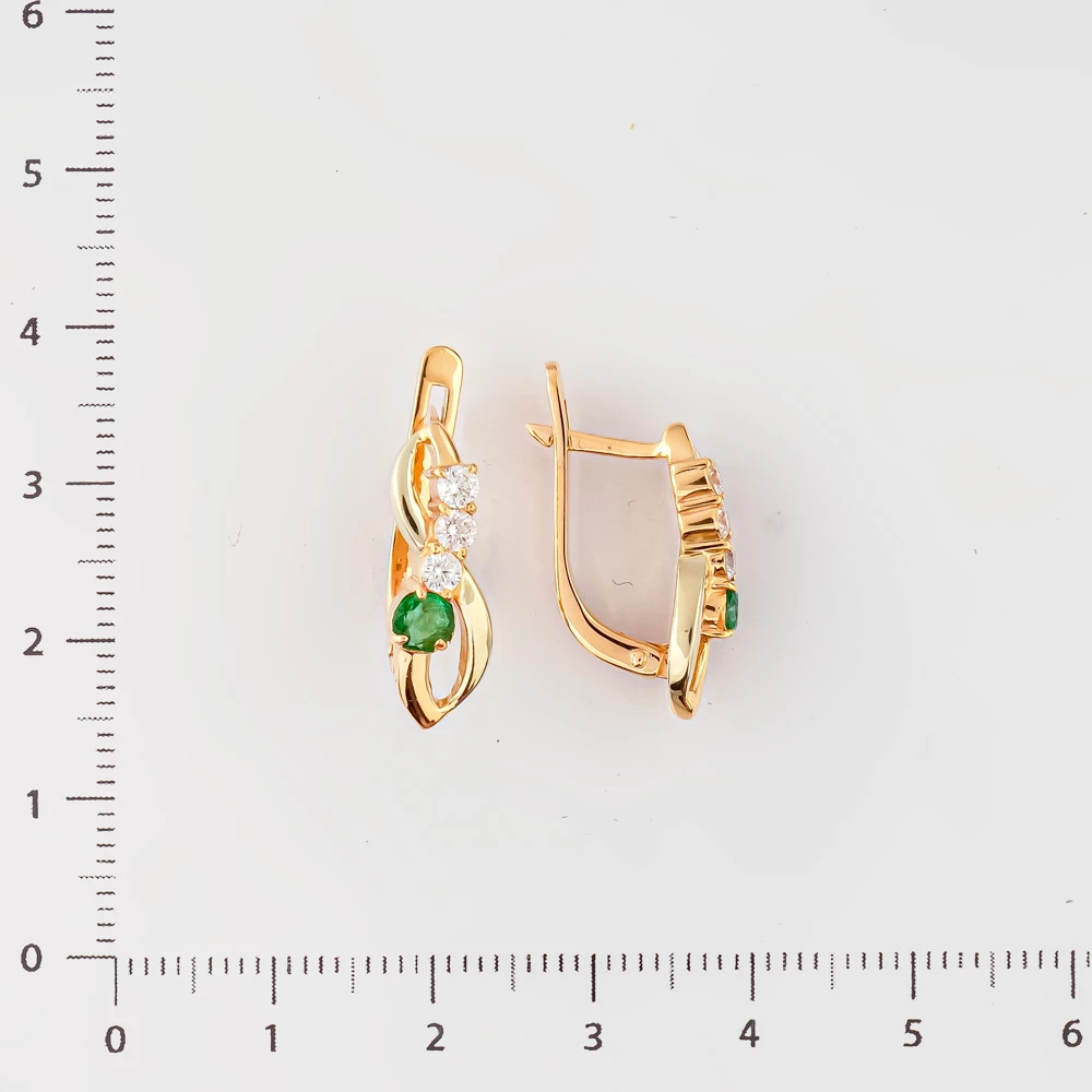 Серьги с изумрудом из красного золота 585 пробы
