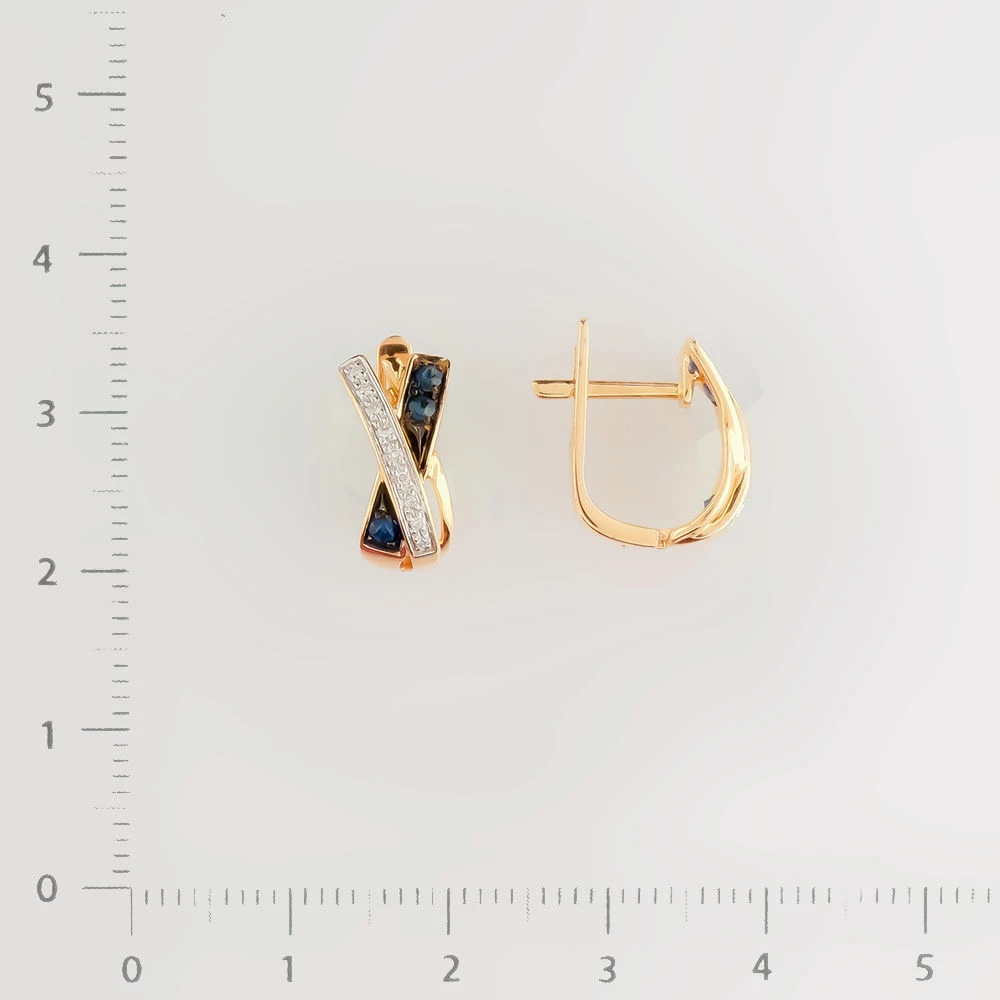 Серьги с сапфиром из красного золота 585 пробы