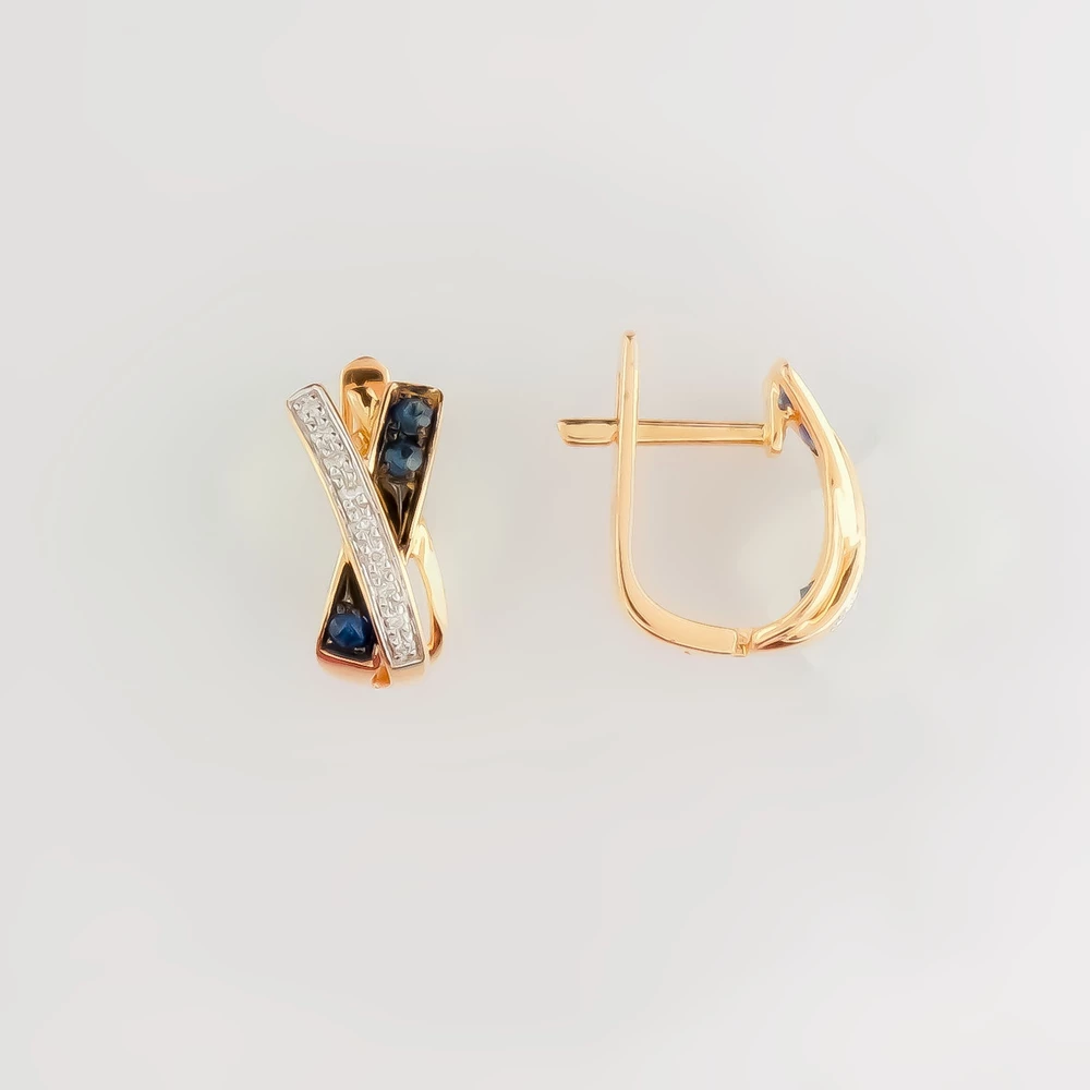 Серьги с сапфиром из красного золота 585 пробы