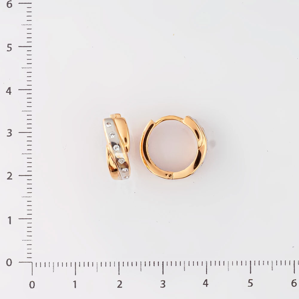 Серьги с фианитом из красного золота 585 пробы