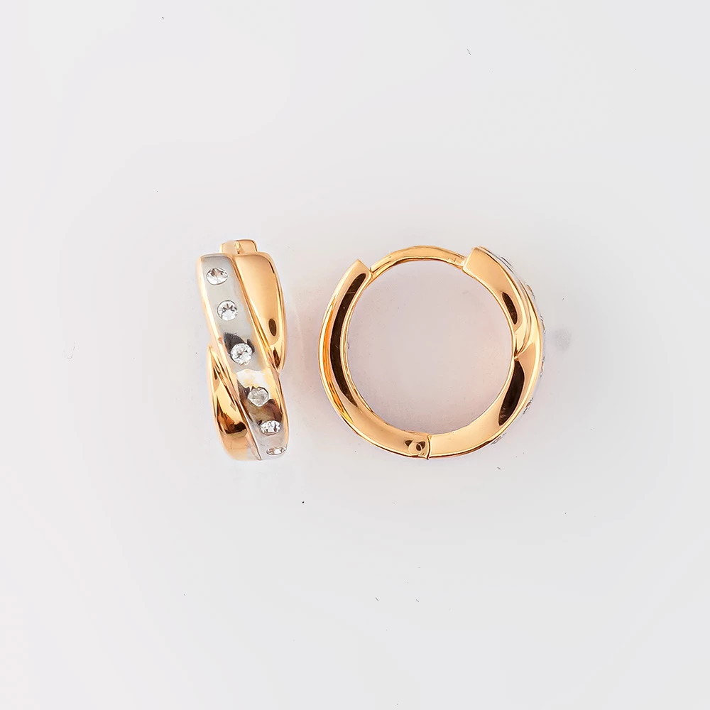 Серьги с фианитом из красного золота 585 пробы