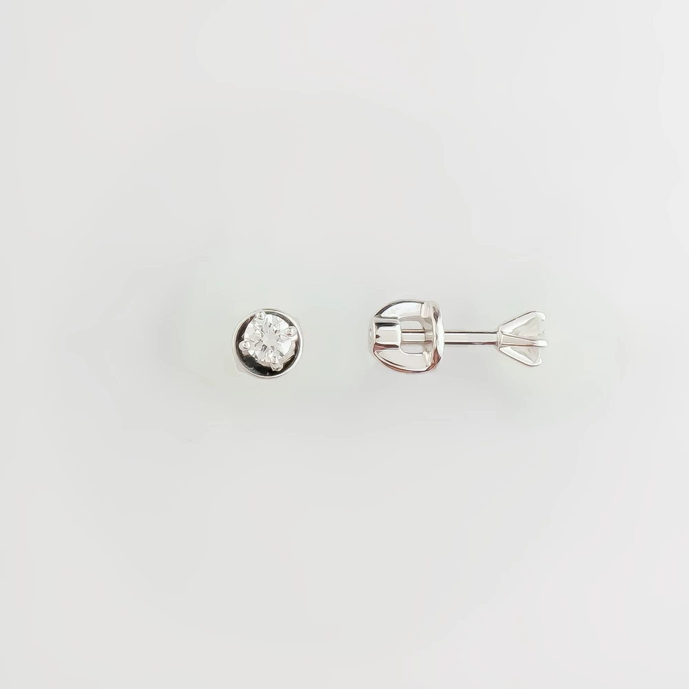 Серьги с бриллиантом из белого золота 585 пробы