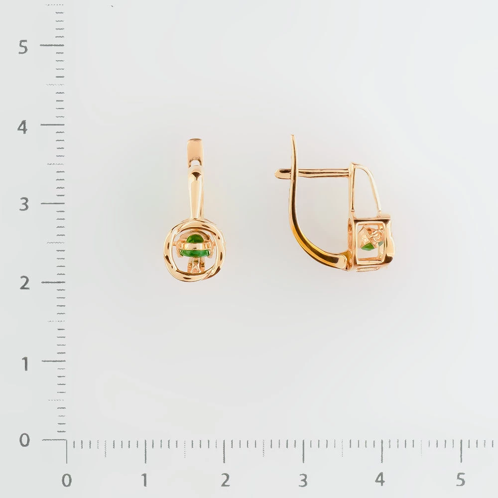 Серьги с изумрудом из красного золота 585 пробы