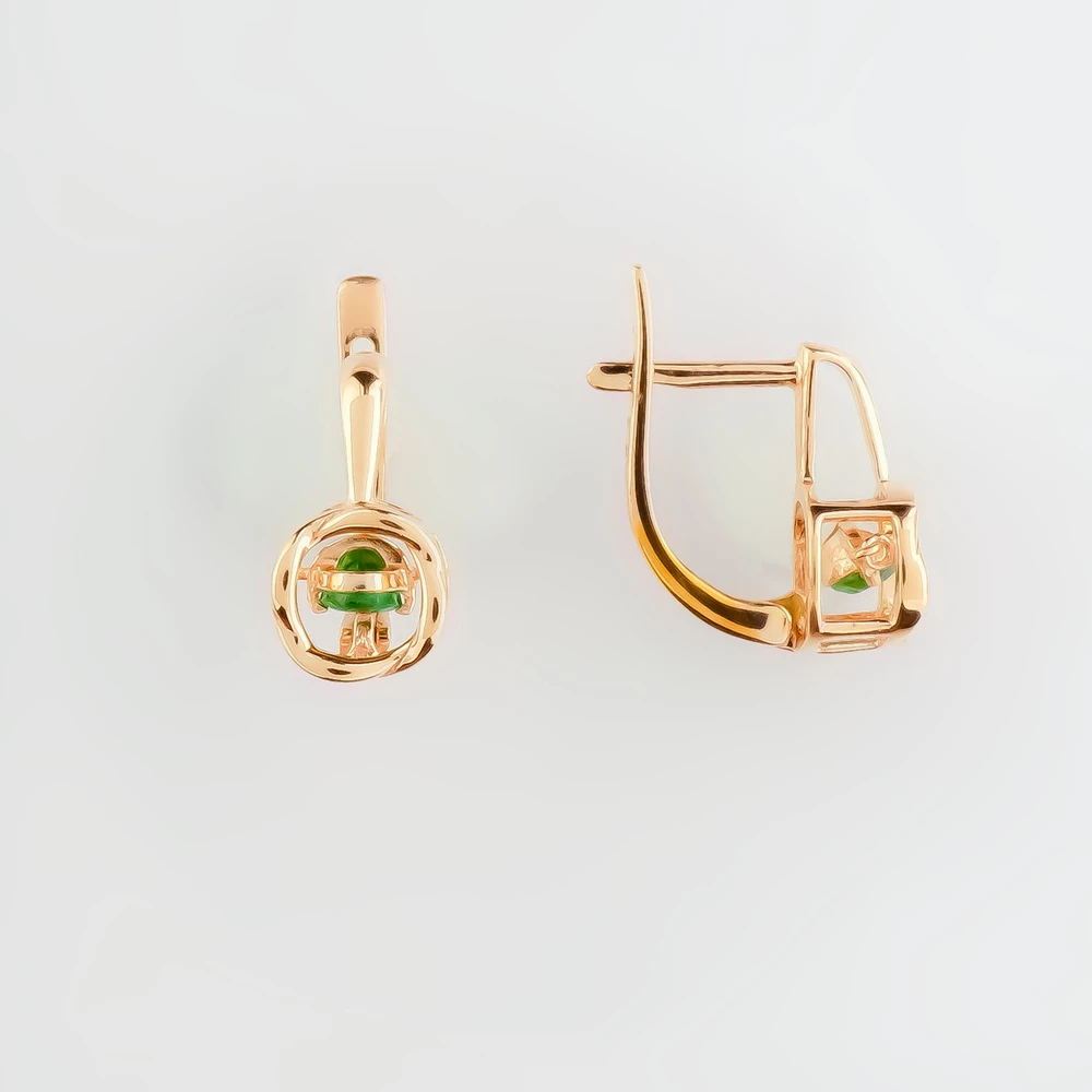 Серьги с изумрудом из красного золота 585 пробы