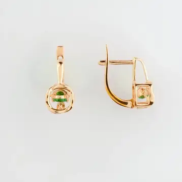 Серьги с изумрудом из красного золота 585 пробы