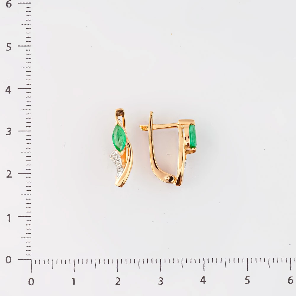 Серьги с изумрудом из красного золота 585 пробы