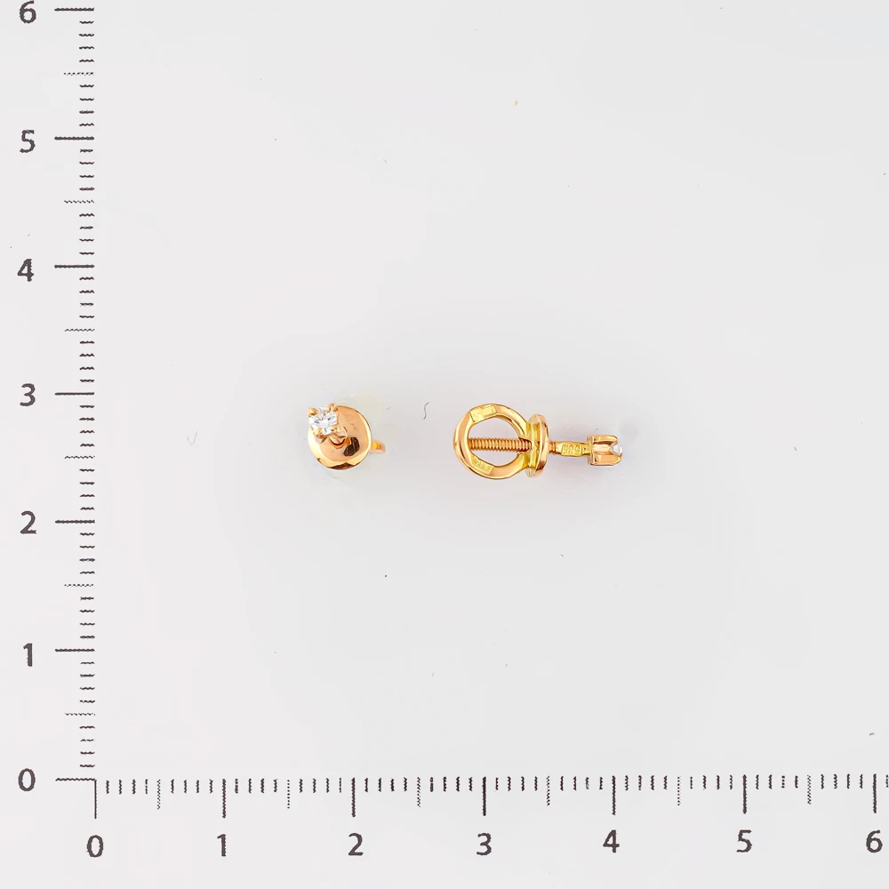 Серьги с бриллиантом из красного золота 585 пробы