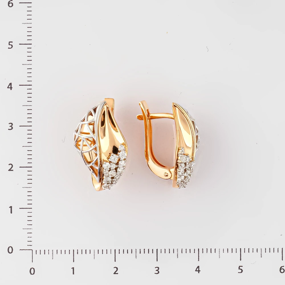 Серьги с бриллиантом из красного золота 585 пробы