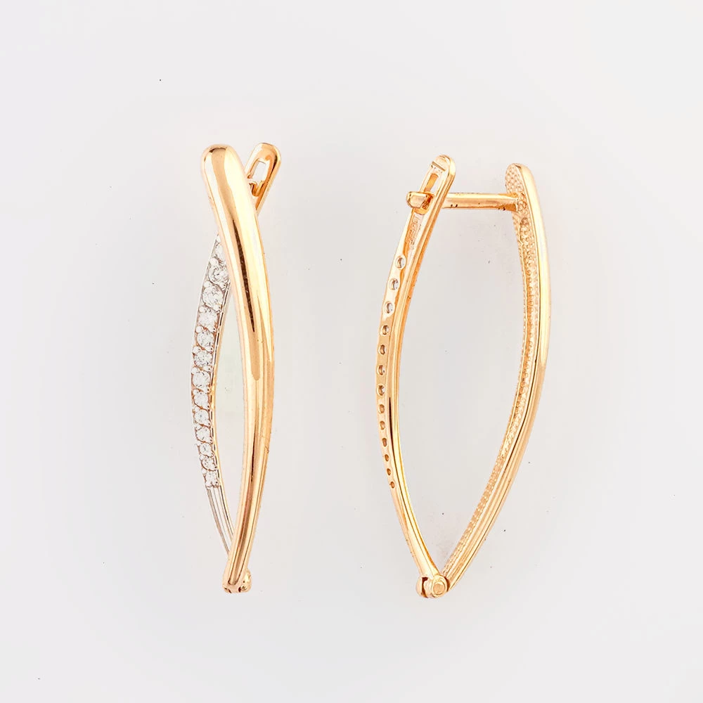 Серьги с фианитом из красного золота 585 пробы