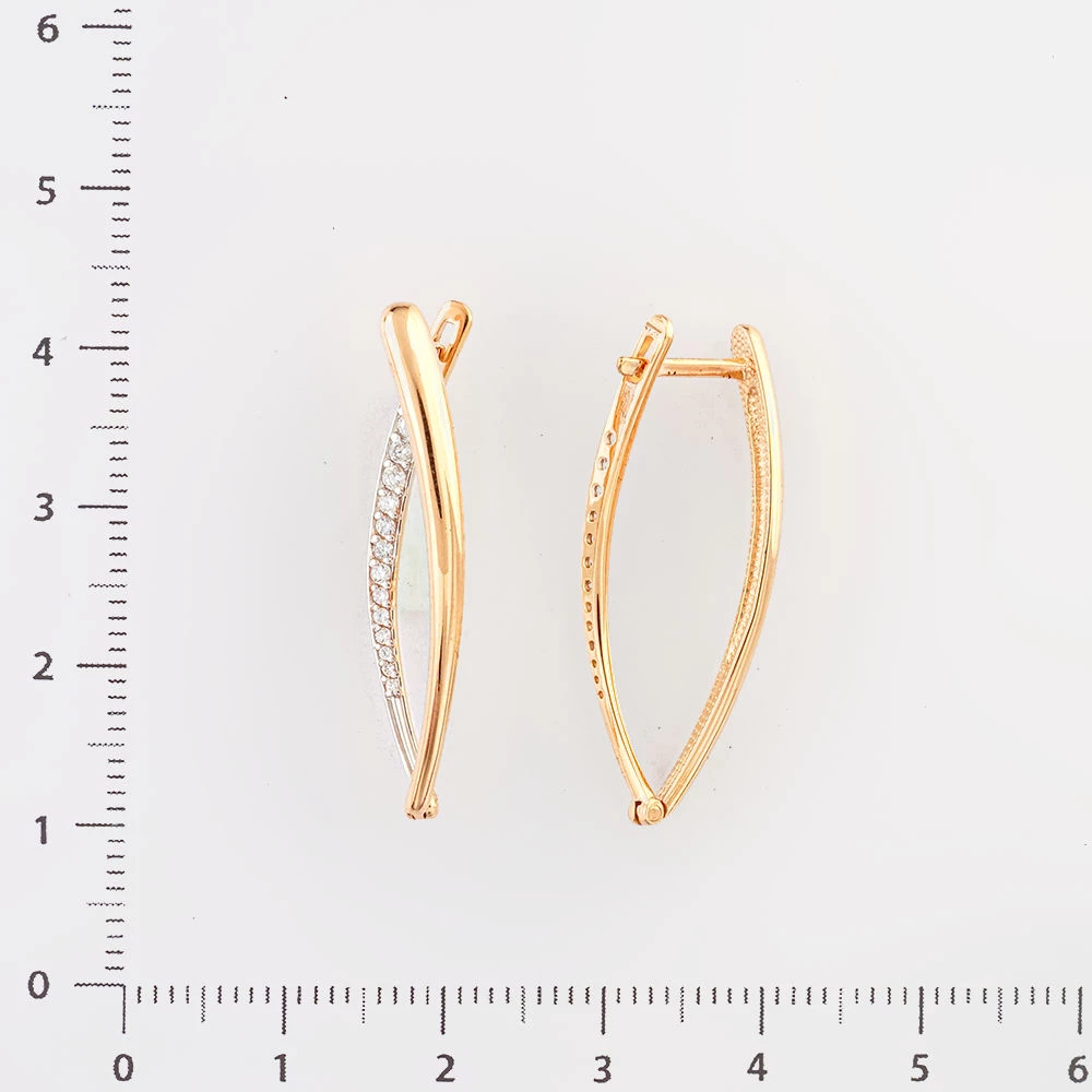 Серьги с фианитом из красного золота 585 пробы