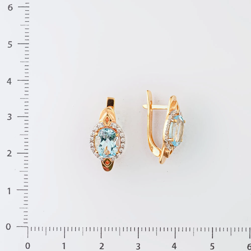 Серьги с топазом из красного золота 585 пробы