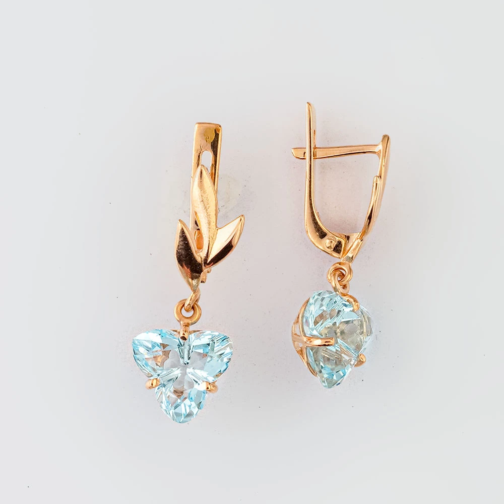 Серьги с топазом из красного золота 585 пробы