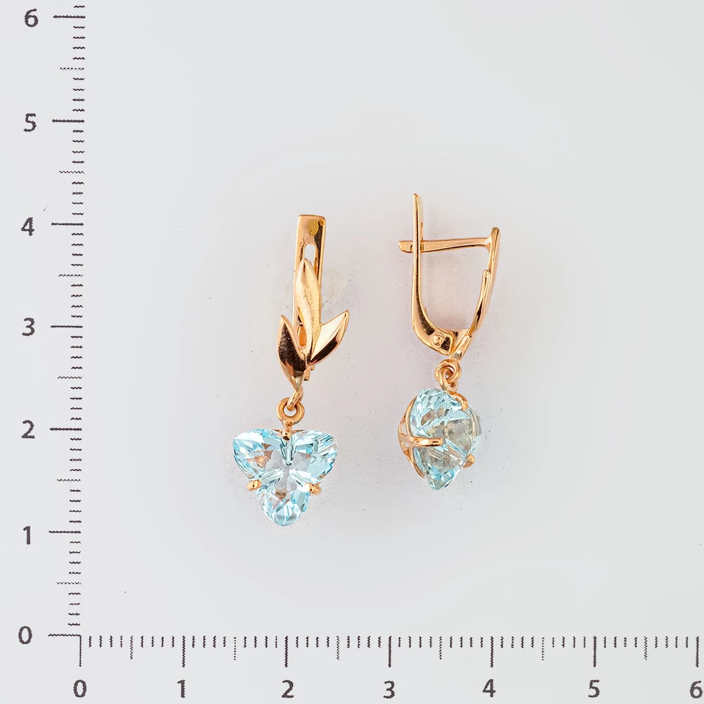 Серьги с топазом из красного золота 585 пробы