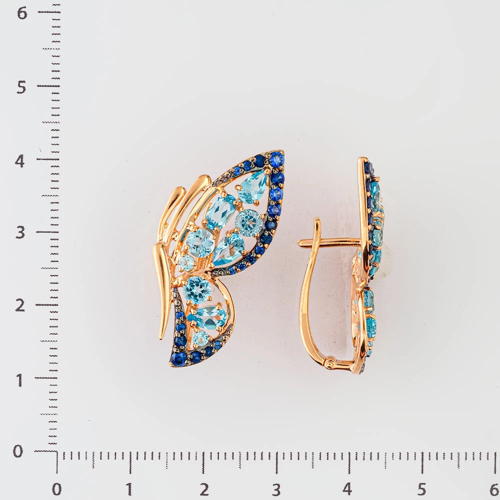 Серьги с топазом из красного золота 585 пробы