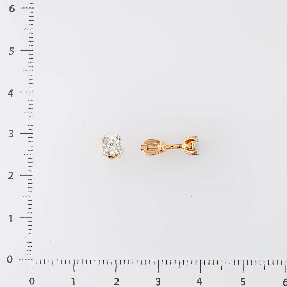 Серьги с бриллиантом из красного золота 585 пробы