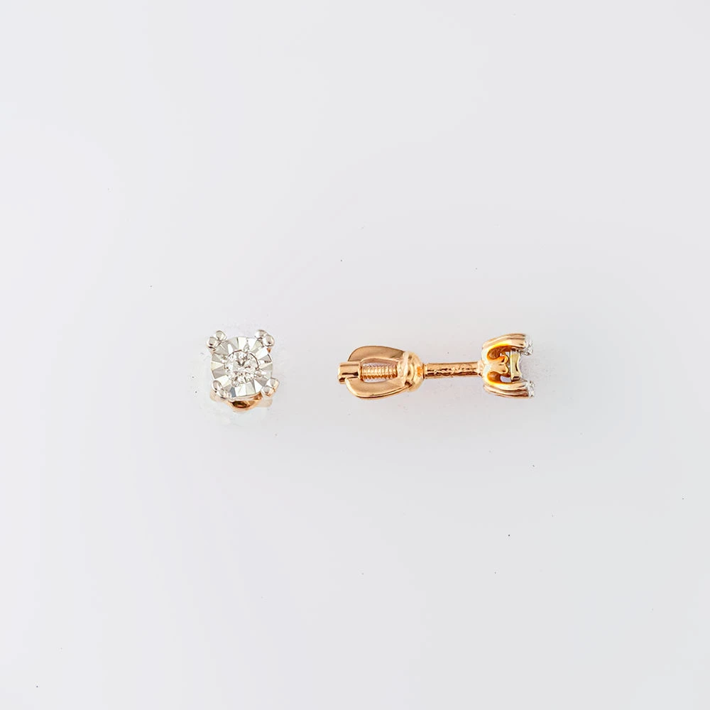 Серьги с бриллиантом из красного золота 585 пробы