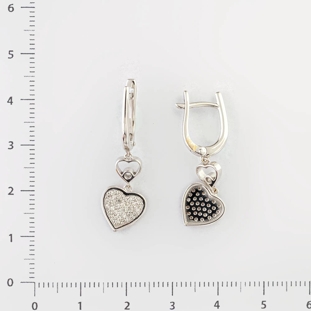 Серьги с бриллиантом из белого золота 585 пробы