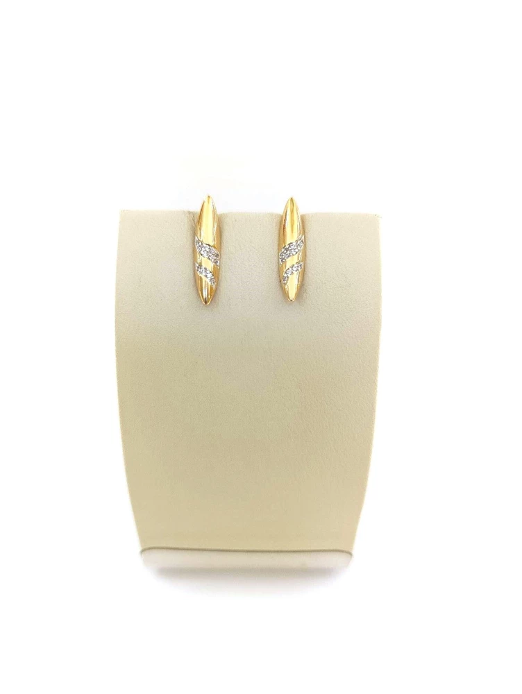 Серьги с фианитом из красного золота 585 пробы