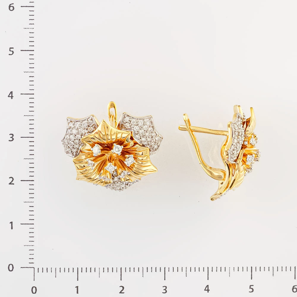 Серьги с бриллиантом из желтого золота 585 пробы