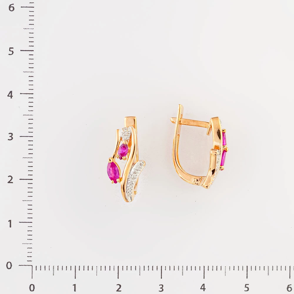 Серьги с рубином из красного золота 585 пробы