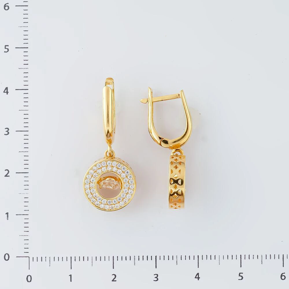 Серьги с фианитом из желтого золота 585 пробы