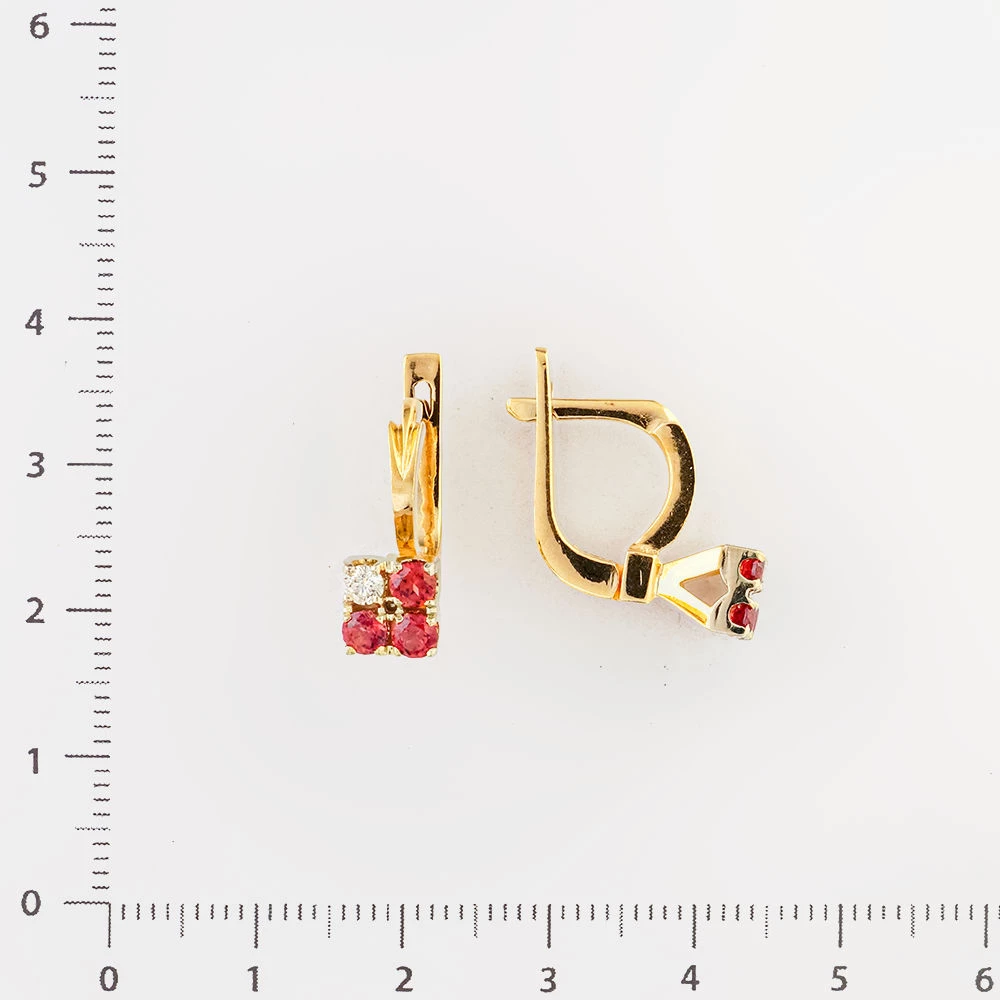 Серьги с гранатом из желтого золота 585 пробы