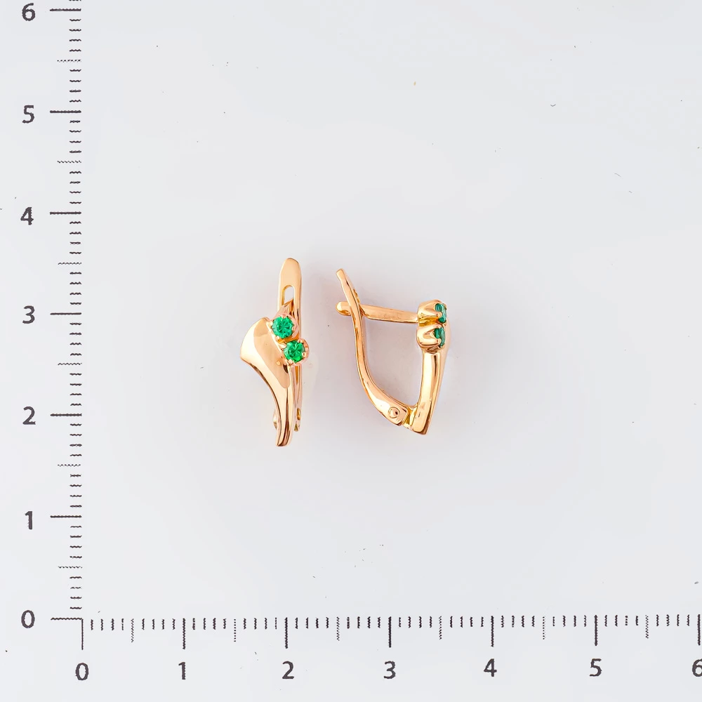 Серьги с фианитом из красного золота 585 пробы