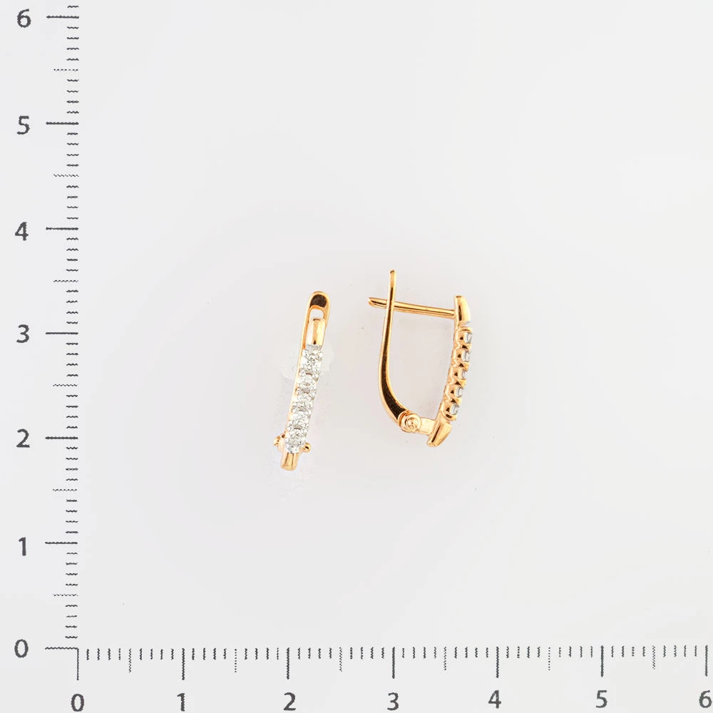 Серьги с бриллиантом из красного золота 585 пробы