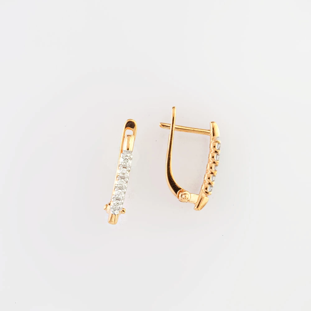 Серьги с бриллиантом из красного золота 585 пробы