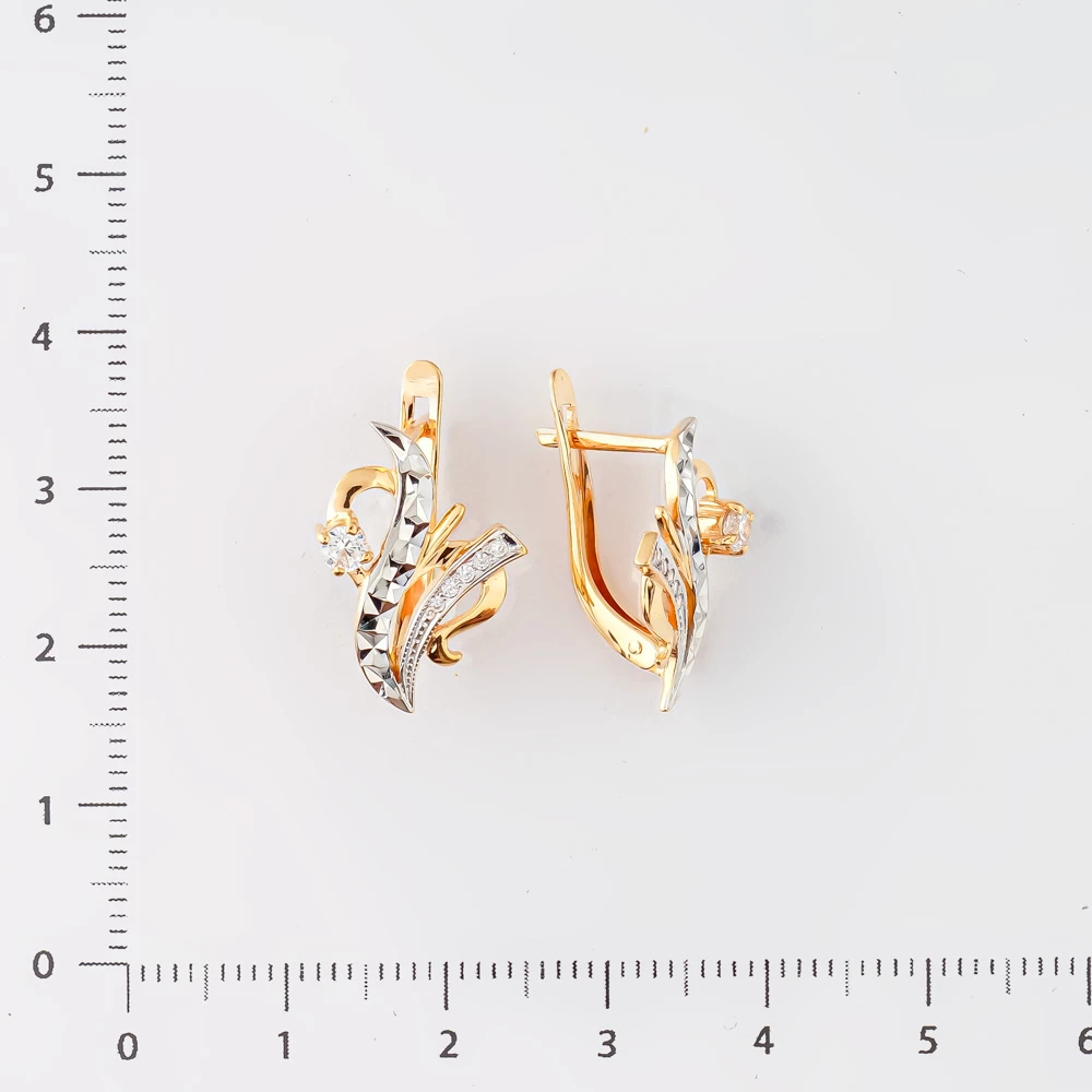 Серьги с фианитом из красного золота 585 пробы