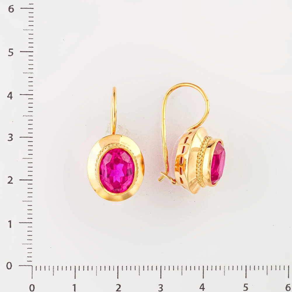 Серьги с фианитом из красного золота 583 пробы