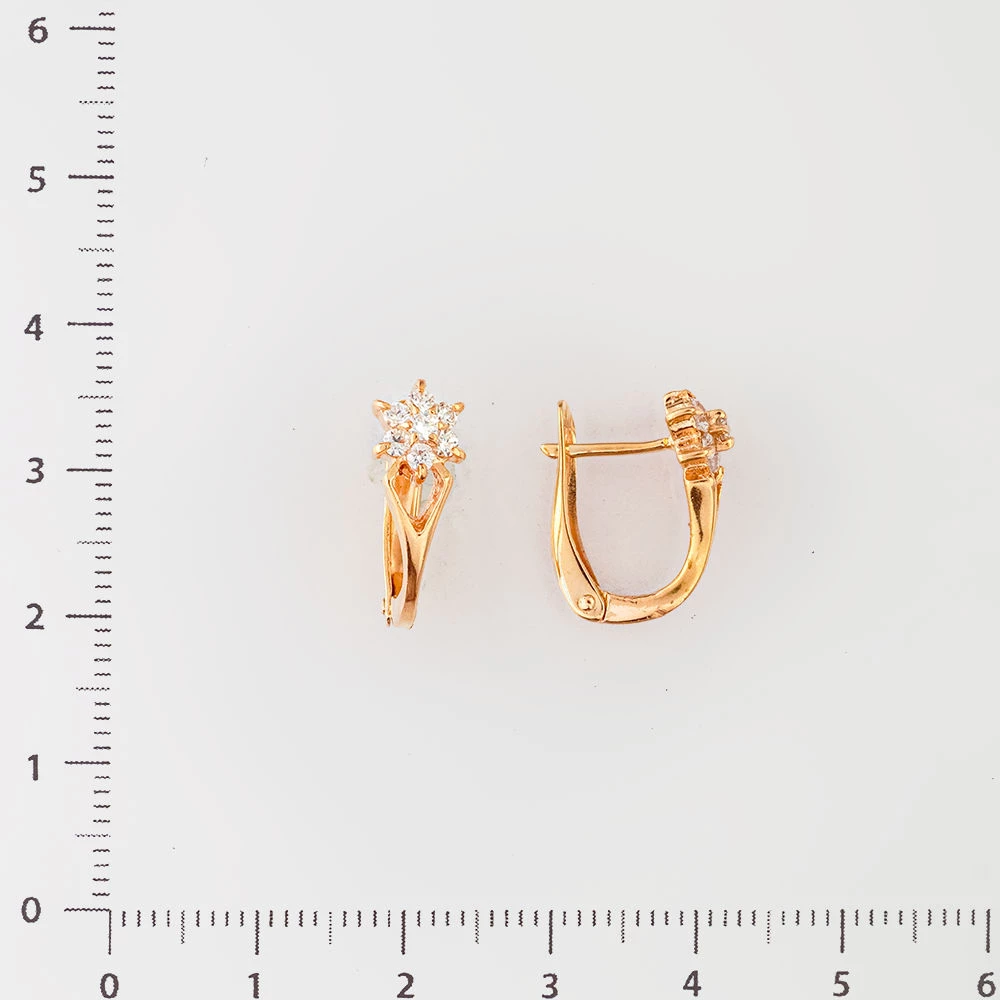 Серьги с фианитом из красного золота 585 пробы