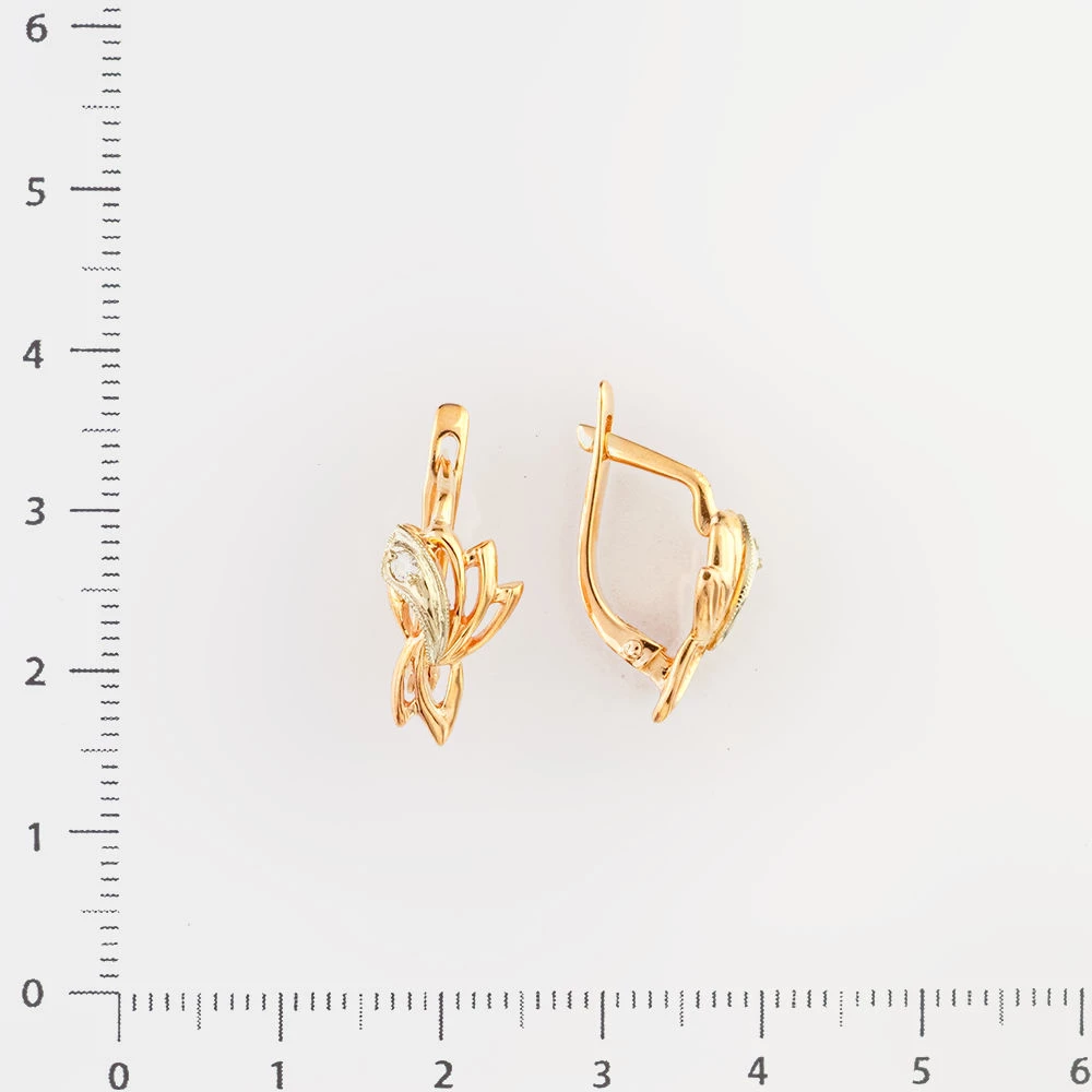 Серьги с бриллиантом из красного золота 585 пробы