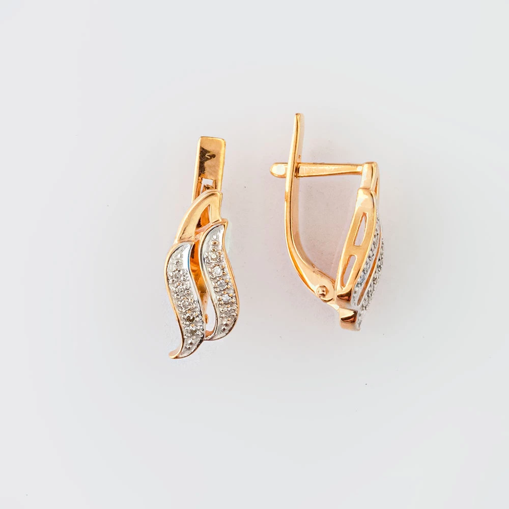 Серьги с бриллиантом из красного золота 585 пробы