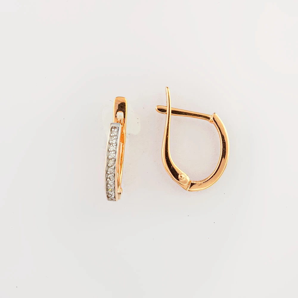 Серьги с бриллиантом из красного золота 585 пробы