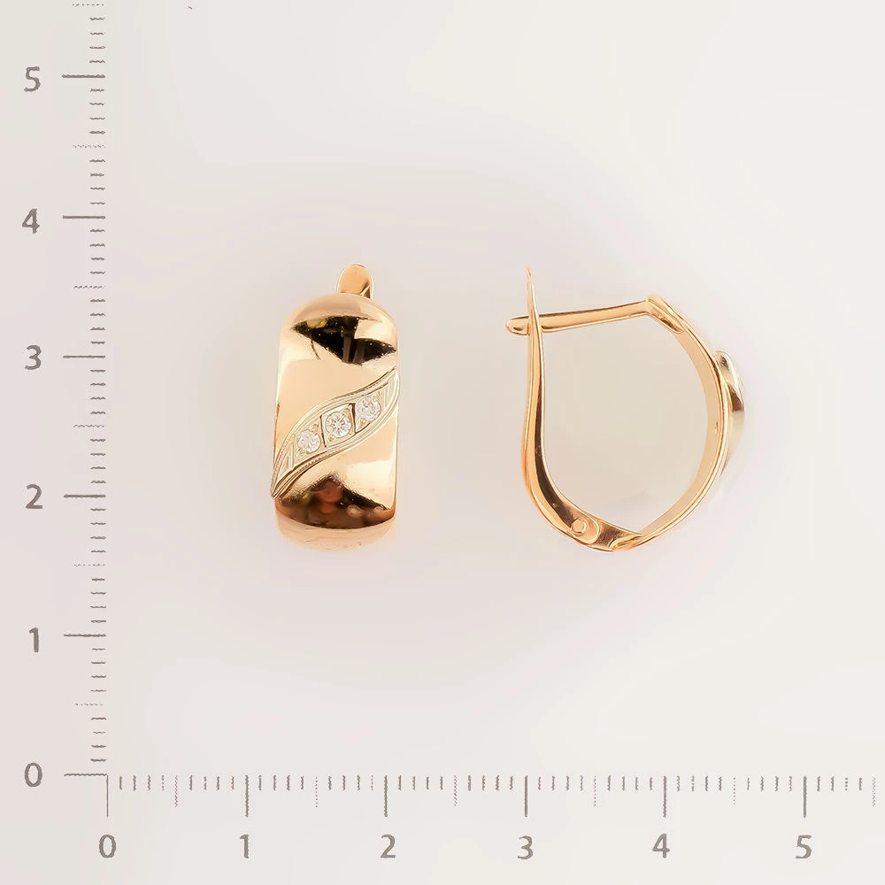 Серьги с бриллиантом из красного золота 585 пробы