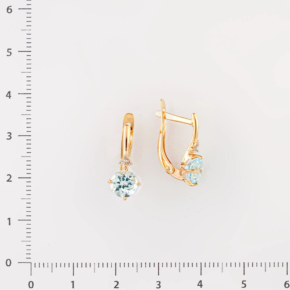 Серьги с топазом из красного золота 585 пробы