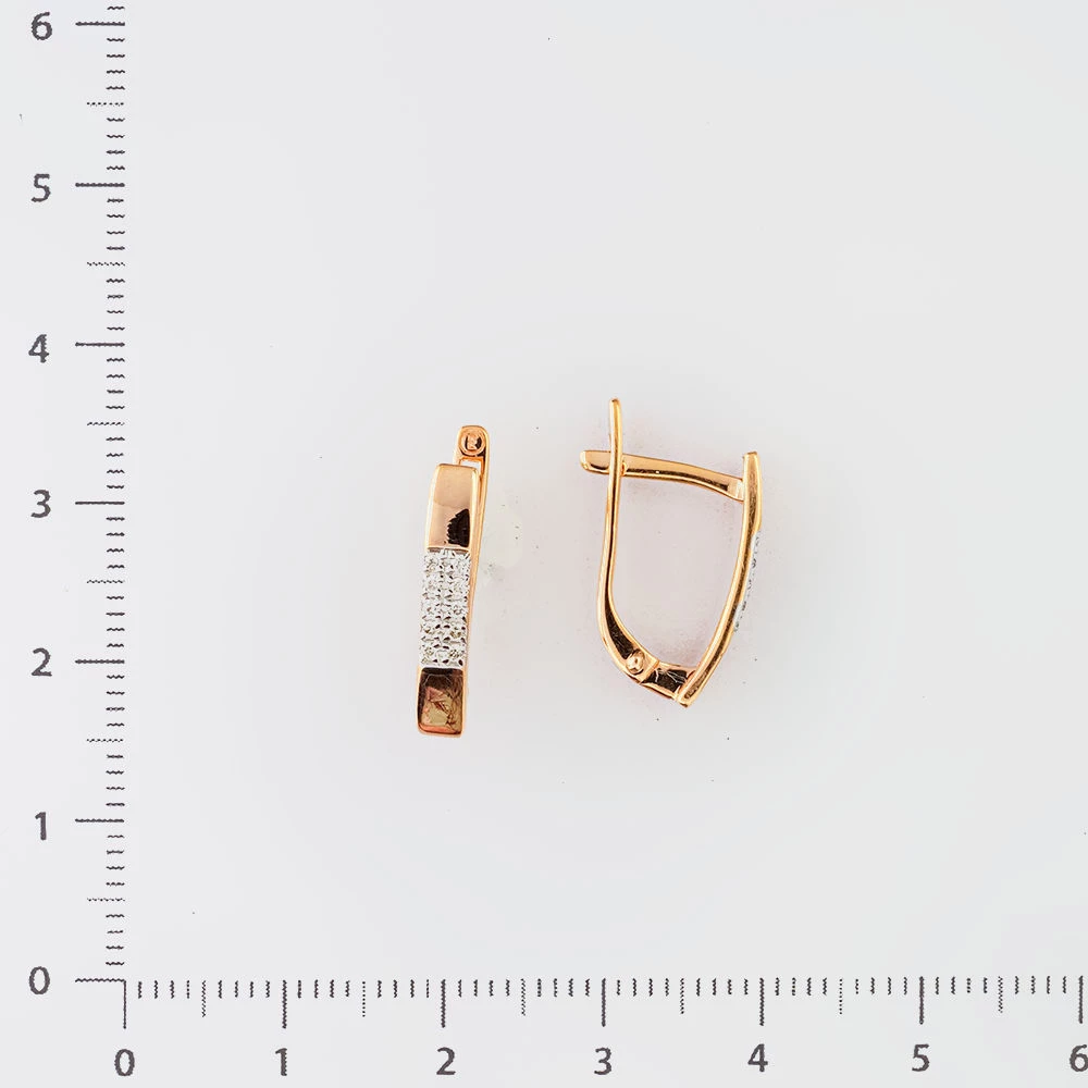 Серьги с бриллиантом из красного золота 585 пробы